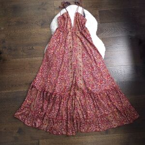 Y2K Indian Silk Paisley Floral Tassel Hankerchief Dress